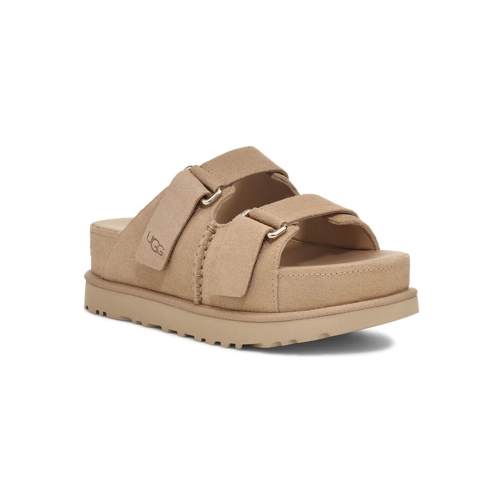 UGG Tan Suede Double-Strap Platform Slide Sandals